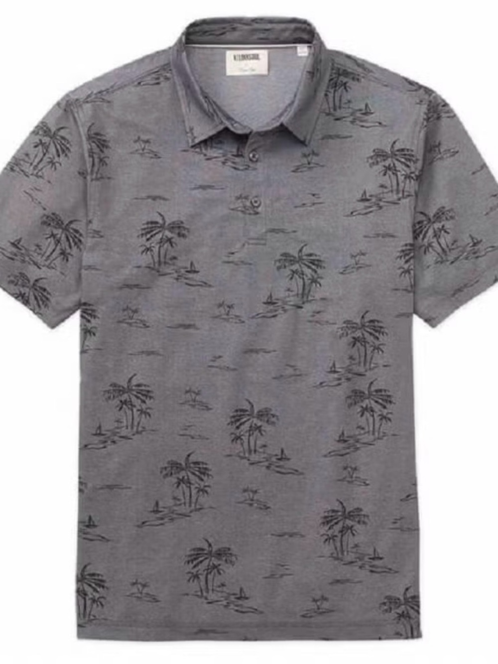 Linksoul Grey Polo with Black Palm Print
